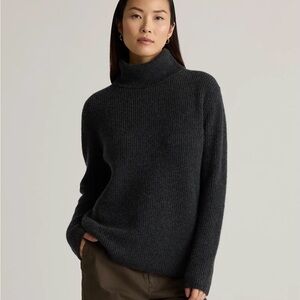 NWT Quince 100% Mongolian Cashmere Fisherman Turtleneck Sweater in Black. Sz. L